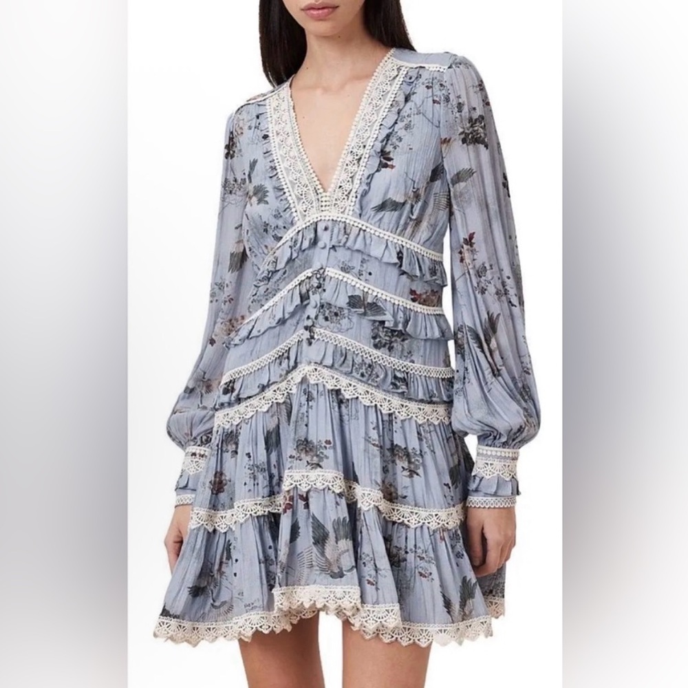 ALLSAINTS Zora Mini Dress in Origin Blue Bird